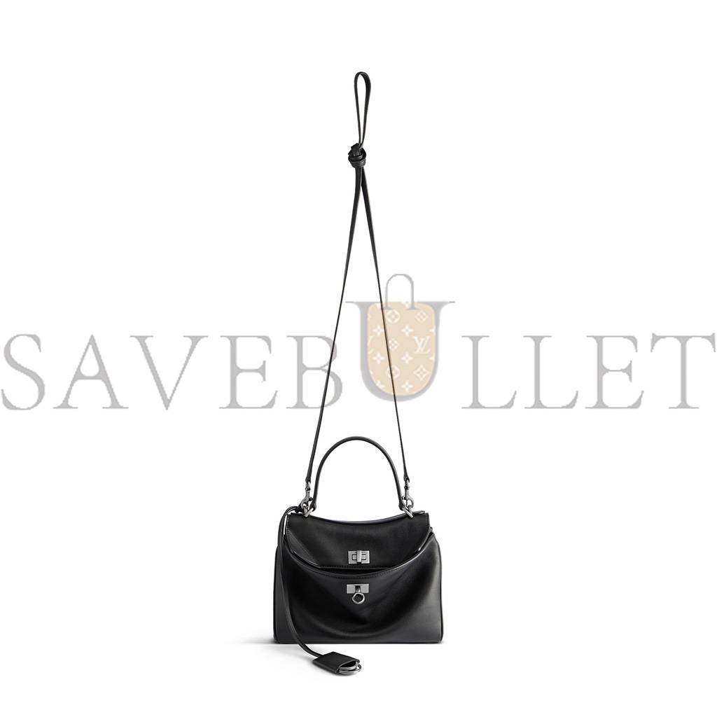 BALENCIAGA RODEO MINI HANDBAG IN BLACK SMOOTH CALFSKIN (23*10*8cm)